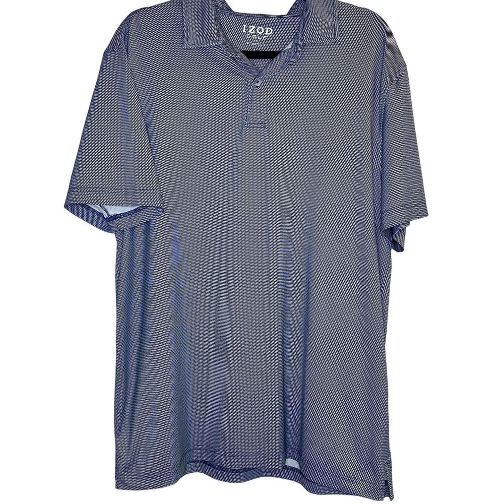 IZod Golf Polo Blue And White Men's Size Large